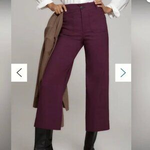 NWT Anthropologie The Colette Cropped Wide-Leg Pants — Deep Purple — Size 30
